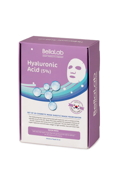 Set di maschere per il viso all'acido ialuronico (5%). 20 pezzi.